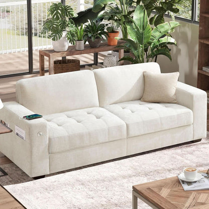 Modern 89 Inch Sofa with USB Ports and Removable Cover
