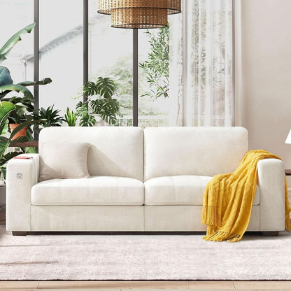 Modern 89 Inch Sofa with USB Ports and Removable Cover
