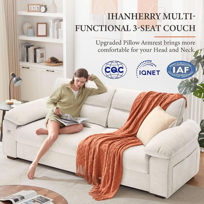 Modern 90.5 Inch Chenille Sofa With USB Charging
