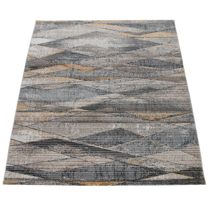 Modern Area Rug Abstract Design 3D Effect in Grey Yellow