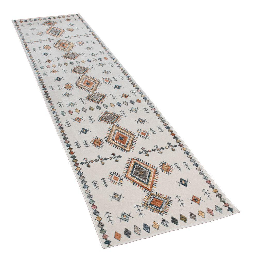 Modern Area Rug Boho Design with colorful Pattern in Cream