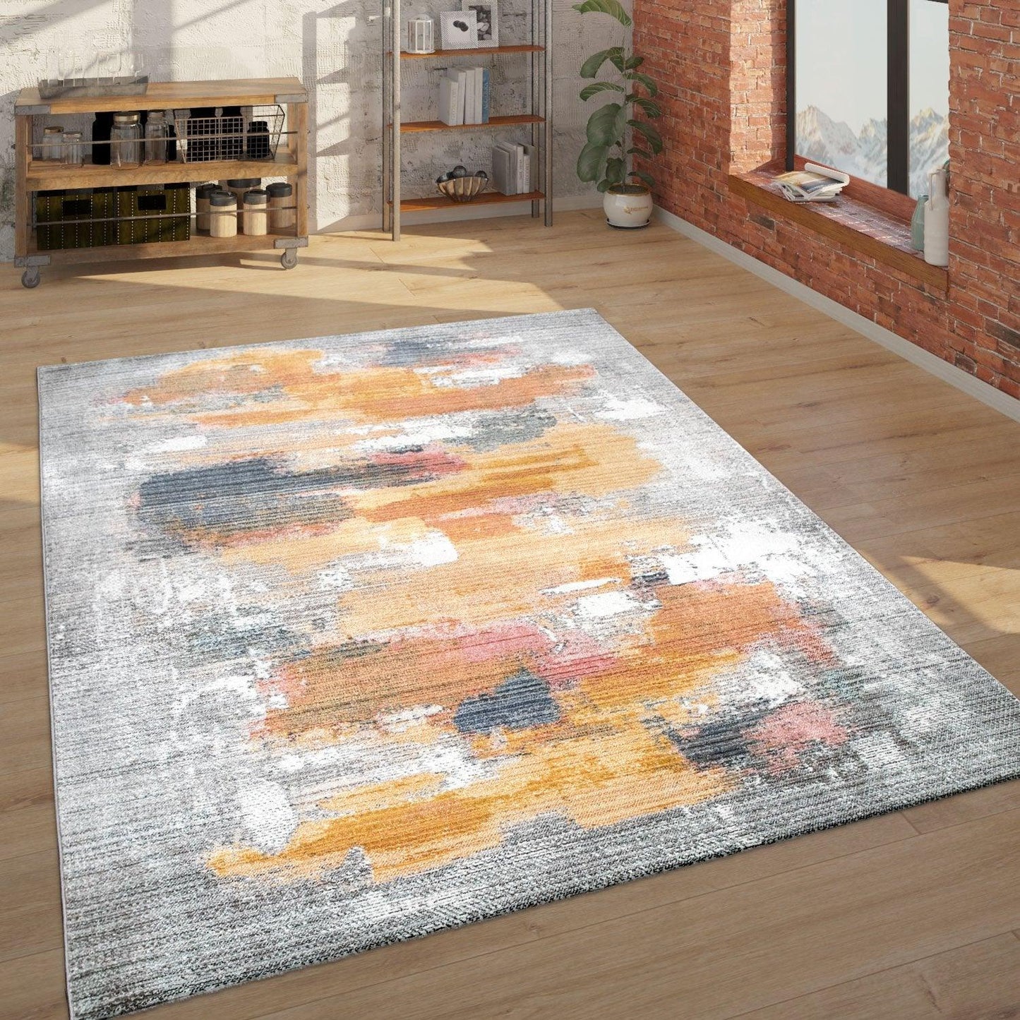 Modern Area Rug Colorful Abstract Design with 3D Effect