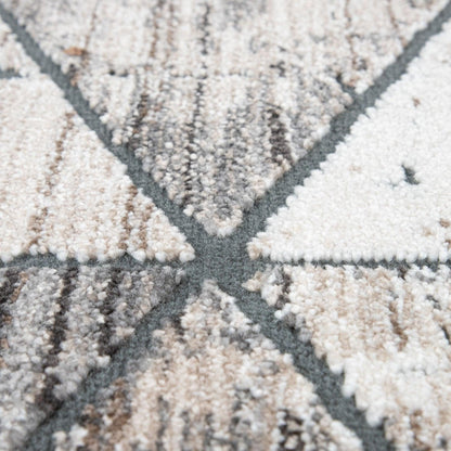 Modern Area Rug Geometric Design 3D Effect in Grey Beige