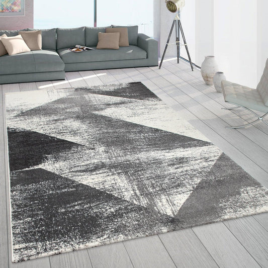 Modern Area Rug Mero Abstract Design - Black and White
