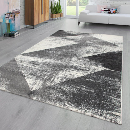 Modern Area Rug Mero Abstract Design - Black and White