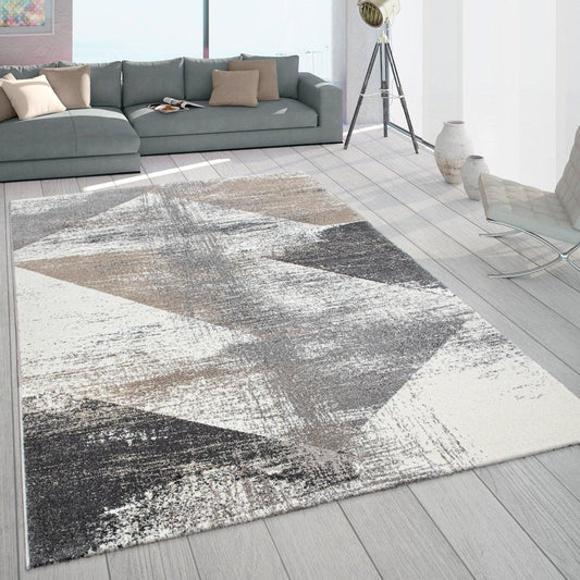 Modern Area Rug Mero Abstract Design - Grey White Brown