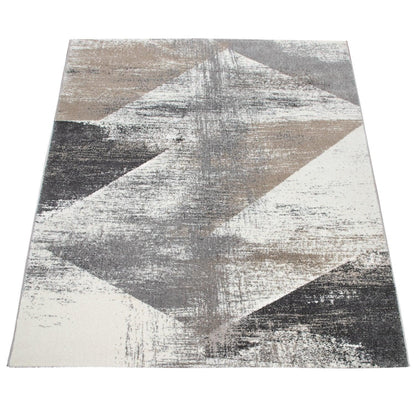 Modern Area Rug Mero Abstract Design - Grey White Brown