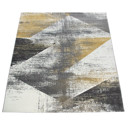 Modern Area Rug Mero Abstract Design - Grey White Yellow