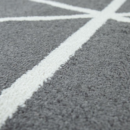 Modern Geometric Rug for Living-Room in Anthracite White