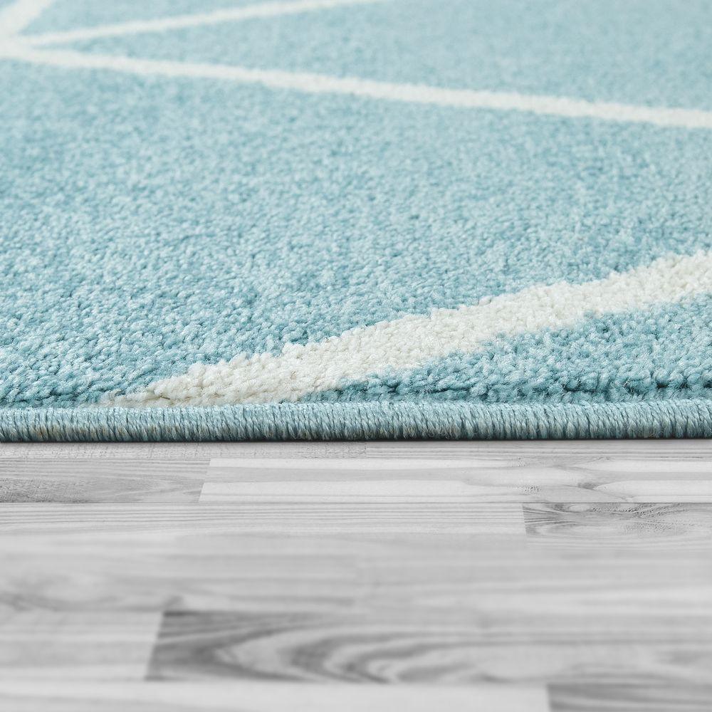 Modern Geometric Rug for Living-Room in Light Blue – Roy's Home