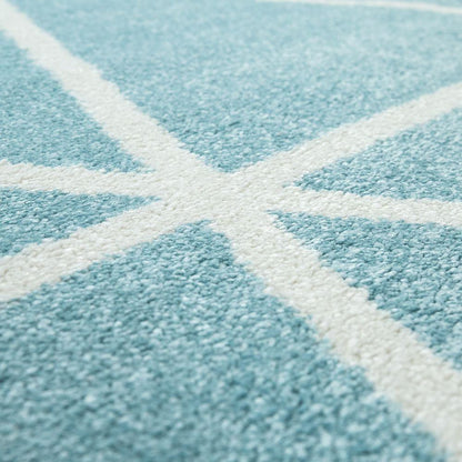 Modern Geometric Rug for Living-Room in Light Blue