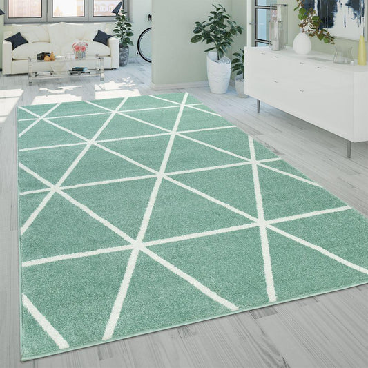 Modern Geometric Rug for Living-Room in Mint Green