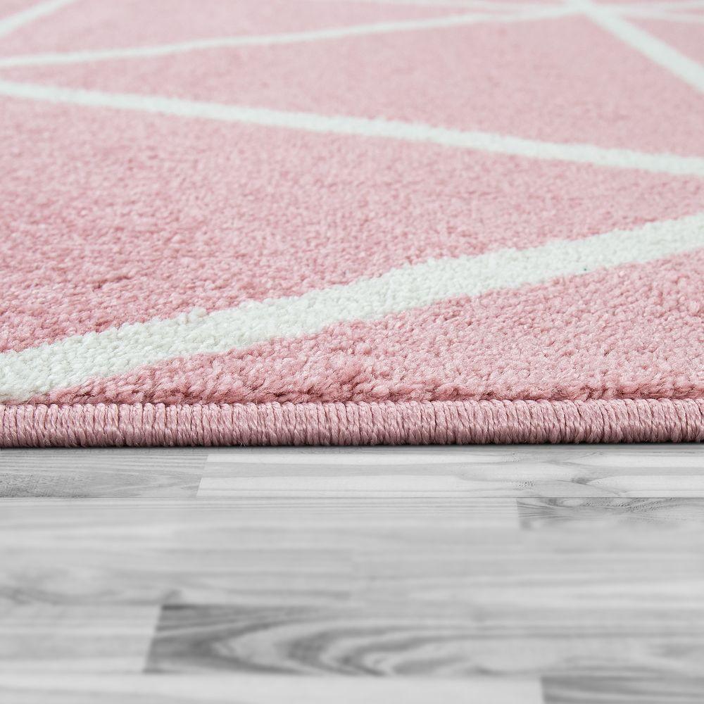 Modern Geometric Rug for Living-Room in Pink White – Roy's Home