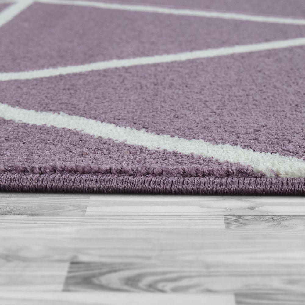 Modern Geometric Rug for Living-Room in Purple White