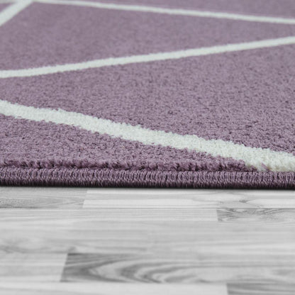 Modern Geometric Rug for Living-Room in Purple White