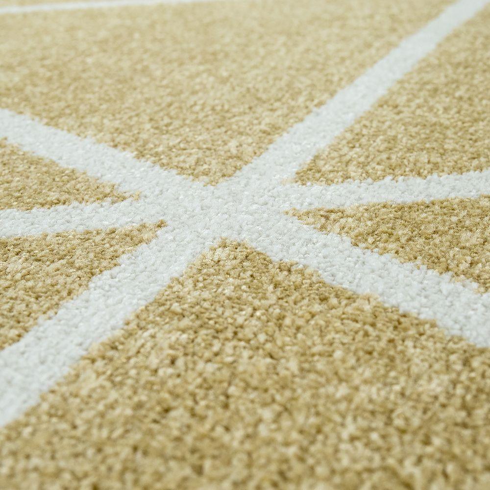 Modern Geometric Rug for Living-Room in Yellow White