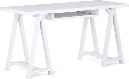 Modern Industrial Solid Wood Writing Desk with Keyboard Tray