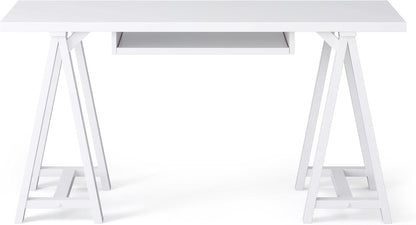 Modern Industrial Solid Wood Writing Desk with Keyboard Tray