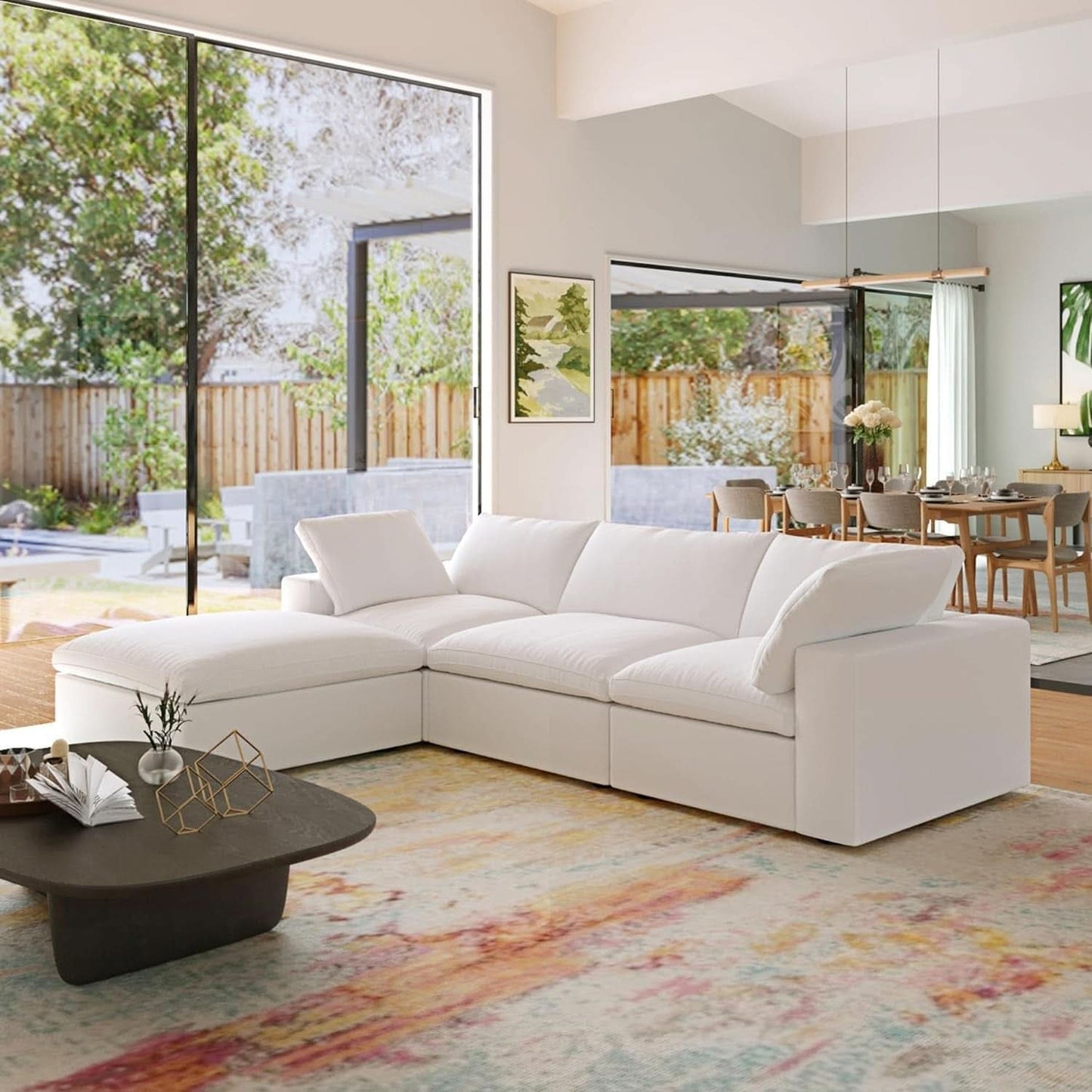 Modern L Shape Cloud Sofa Comfortable Convertible Sectional Couch