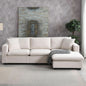 Modern L Shaped Beige Cloud Sofa With Convertible Ottoman