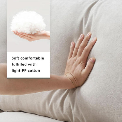 Modern L Shaped Beige Cloud Sofa With Convertible Ottoman