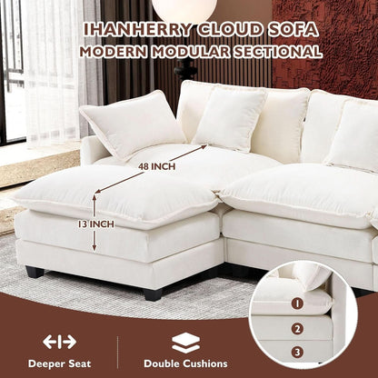 Modern L Shaped Cloud Sofa with Ottoman for Comfort