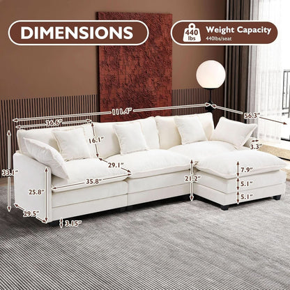 Modern L Shaped Cloud Sofa with Ottoman for Comfort