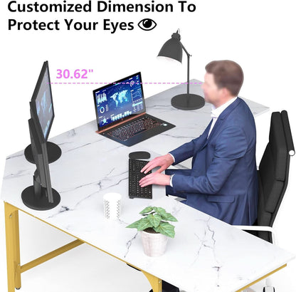 Modern L Shaped Desk with Large Shelves for Office