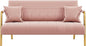 Modern Pink Velvet Sofa with Gold Arms for Living Room