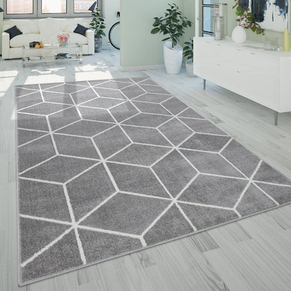 Modern Rug Stella Geometric Design - Grey White