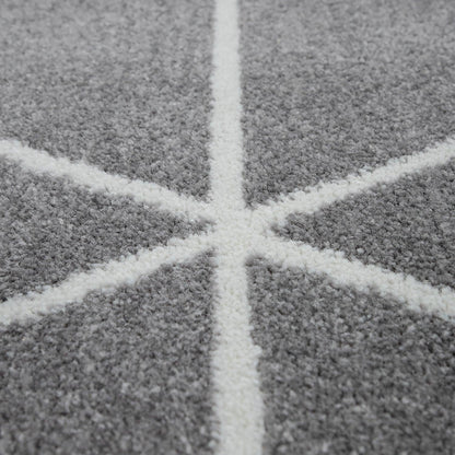 Modern Rug Stella Geometric Design - Grey White