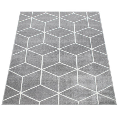 Modern Rug Stella Geometric Design - Grey White