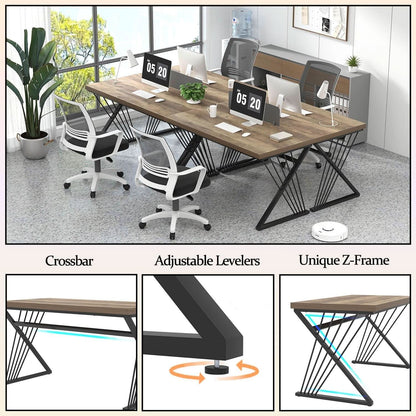 Modern Rustic Oak Computer Desk with Sturdy Metal Frame