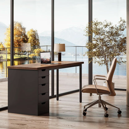 Modern Simple Computer Desk with Reversible Drawers for Space Saving