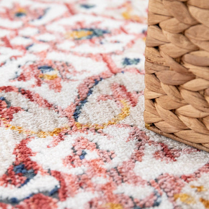 Modern Vintage Rug Oriental Look Abstract Red Blue White