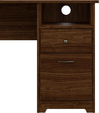 Modern Walnut L Shaped Computer Desk with Drawers