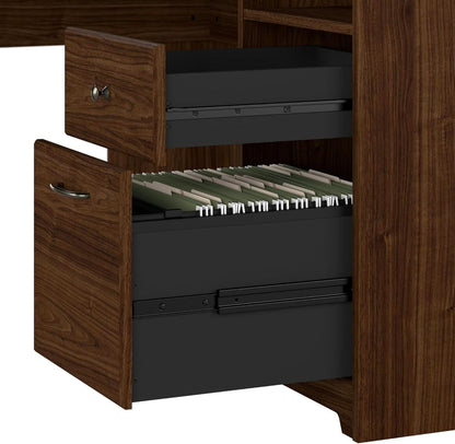 Modern Walnut L Shaped Computer Desk with Drawers