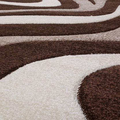 Area Rug Madeira Modern Wave Pattern - Brown Beige