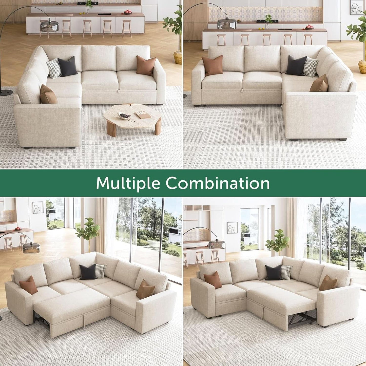 Modular Sectional Sleeper Sofa With Storage For Living Room