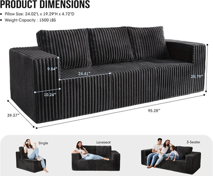 Modular Sectional Sofa With Deep Memory Foam Comfort