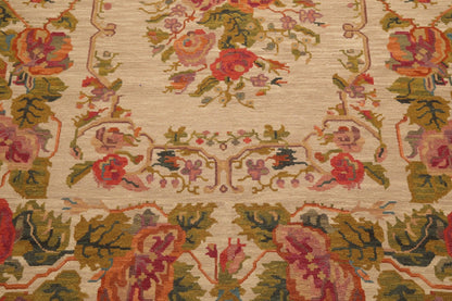 5'6" x 7'6" Hand Knotted Wool Reversible Floral Area Rug Beige