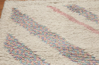 4' x 6' Handmade Shaggy 100% wool thick dense pile area rug Beige