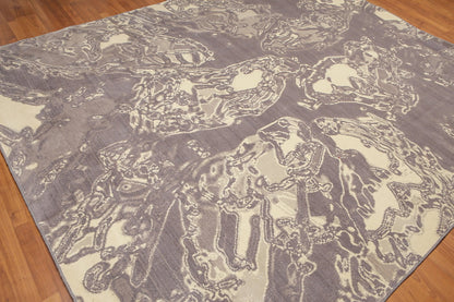 8' x 10' Modern 100% Wool Oriental Area rug Gray