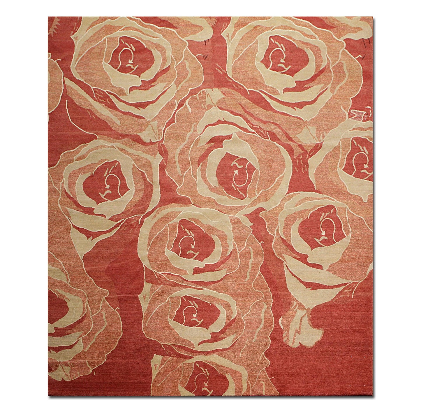 Tibetan Hand Knotted Area Rug Carpet Modern Wool & Silk Red New Red 7'10" x 9'10"