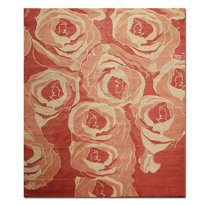 Tibetan Hand Knotted Area Rug Carpet Modern Wool & Silk Red New Red 7'10" x 9'10"