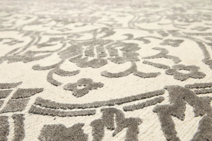 High End wool & silk Tibetan Hand Knotted Designer Area Rug Ivory 8' x 10'
