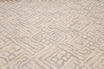 6' x 9' Hand Knotted Geometric Pattern 100% Wool Area rug Beige