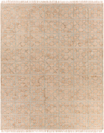 Rice Dusty Sage Fringed Jute Carpet