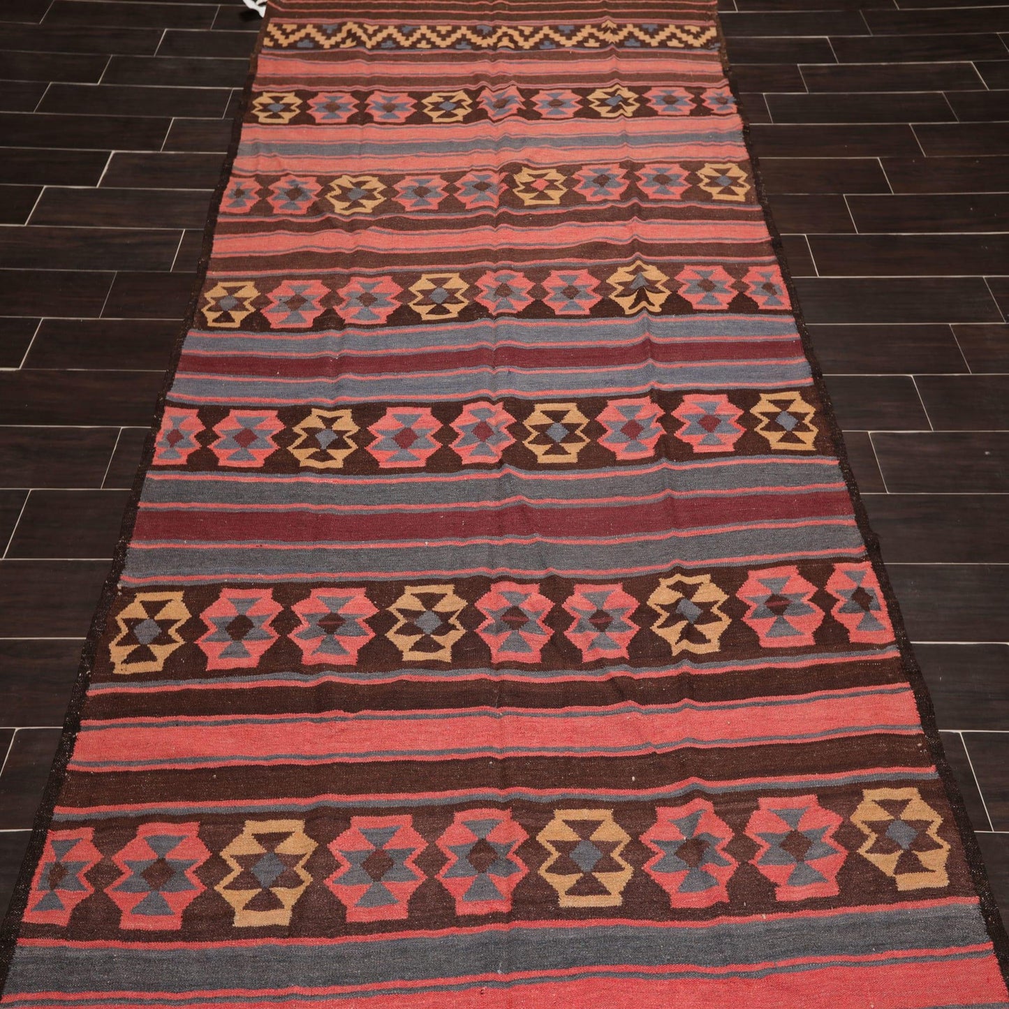 5'5" x 11'6" Vintage Hand-Woven Southwestern Kilim Oriental Area Rug Runner Rose