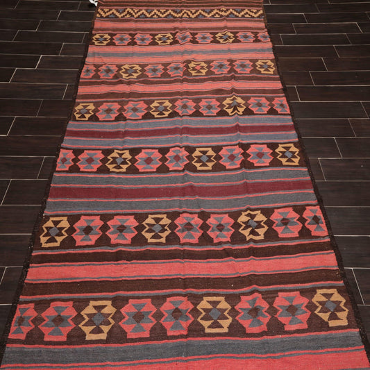 5'5" x 11'6" Vintage Hand-Woven Southwestern Kilim Oriental Area Rug Runner Rose